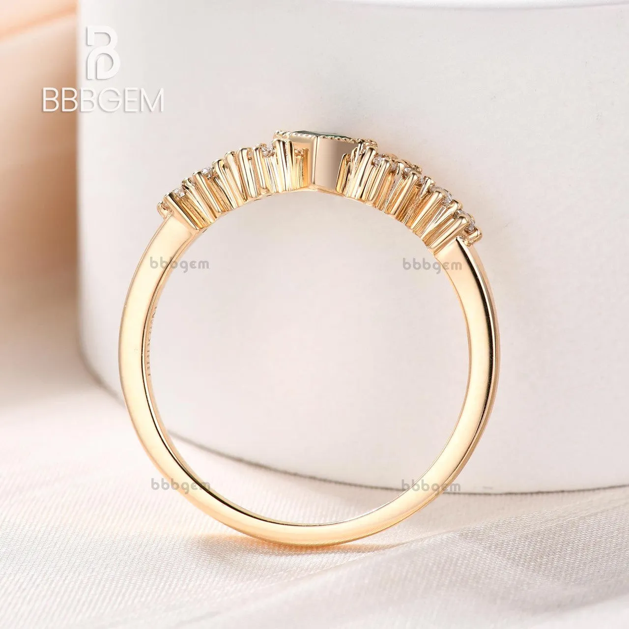 Mini Square Cut Emeral Ring Women 3.5mm Natural Emerald Jewelry White Gold Daily Ring