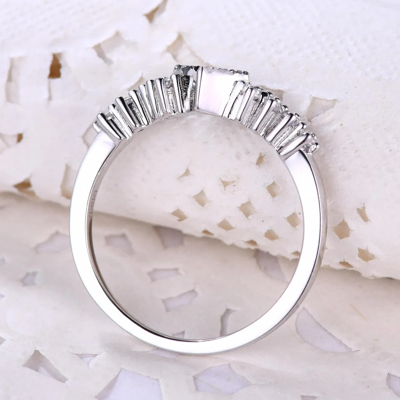Mini Square Cut Emeral Ring Women 3.5mm Natural Emerald Jewelry White Gold Daily Ring