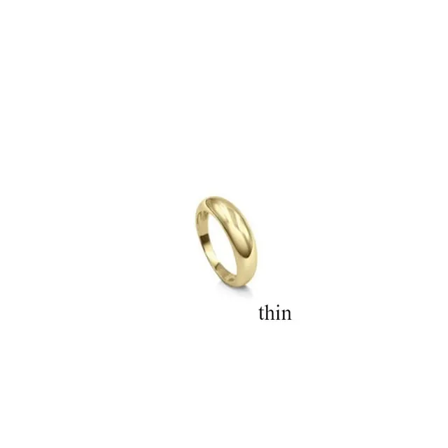 Minimalist Street Style Irregular Gold Silver Color Arc Glossy Stainless Steel Rings