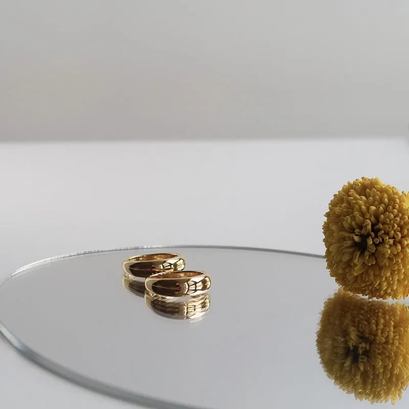 Minimalist Street Style Irregular Gold Silver Color Arc Glossy Stainless Steel Rings