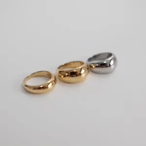 Minimalist Street Style Irregular Gold Silver Color Arc Glossy Stainless Steel Rings