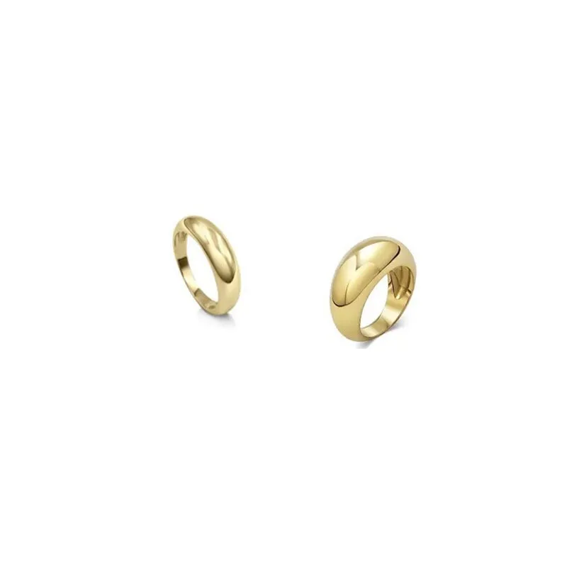 Minimalist Street Style Irregular Gold Silver Color Arc Glossy Stainless Steel Rings