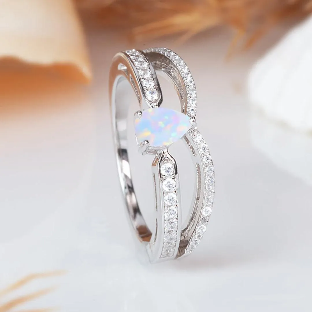 Minimalist' White Opal Gemstone Ring