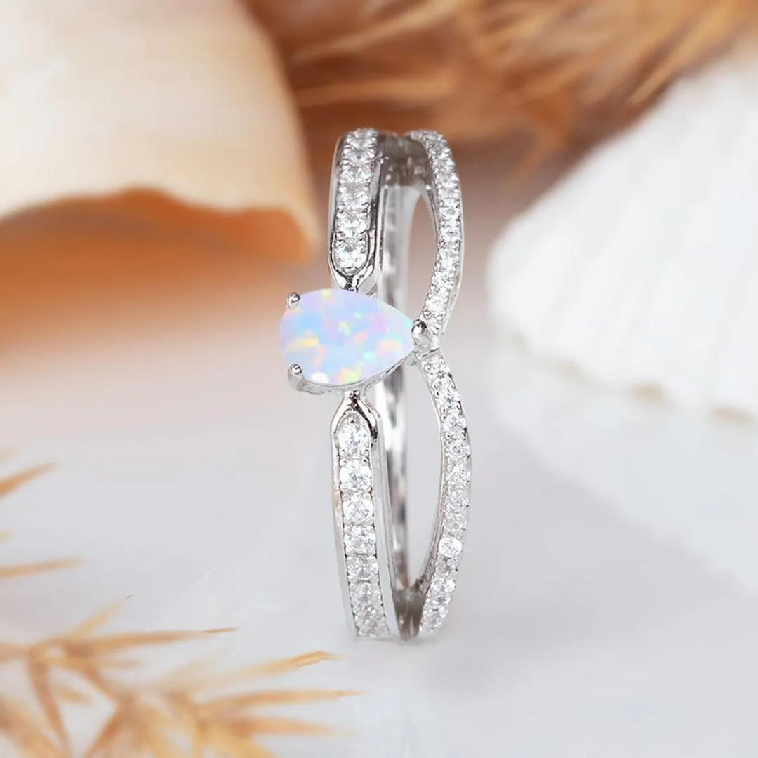 Minimalist' White Opal Gemstone Ring