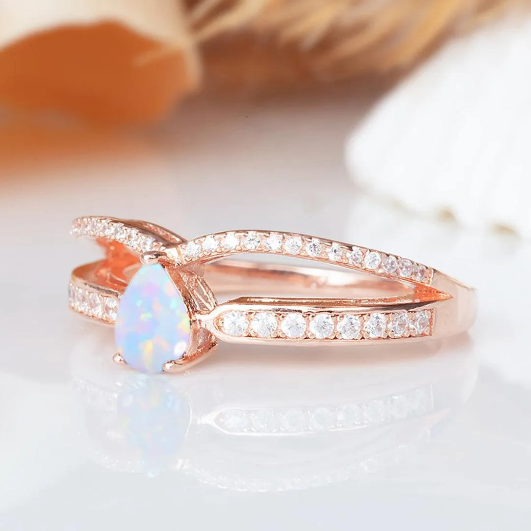 Minimalist' White Opal Gemstone Ring