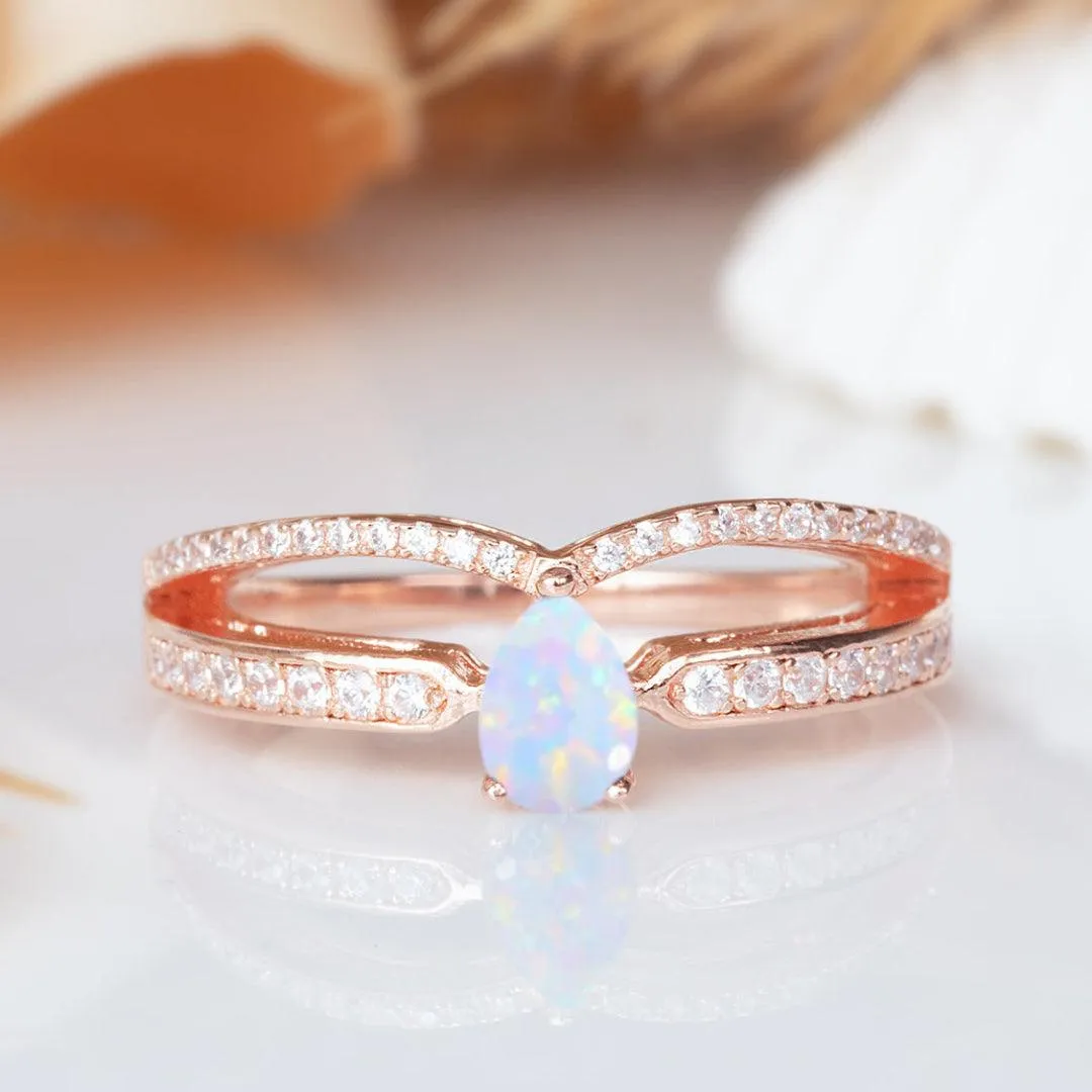 Minimalist' White Opal Gemstone Ring
