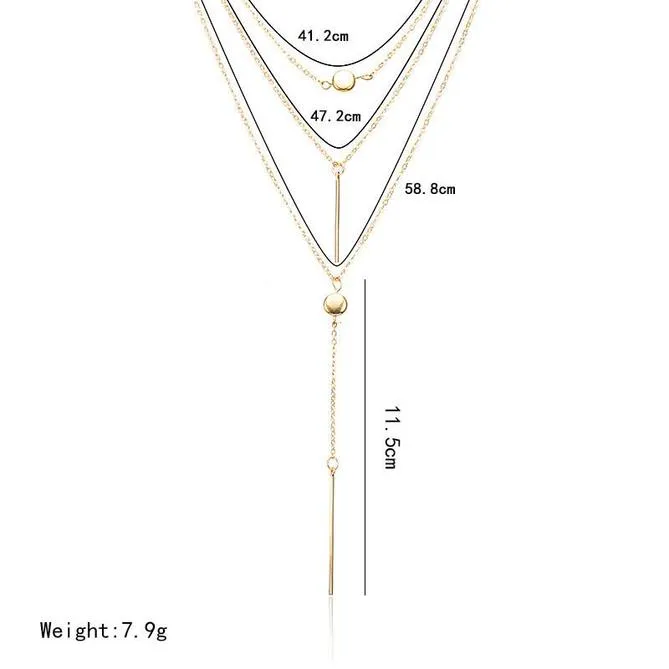 Minimalistic Long Exquisite Layered Necklace Gold