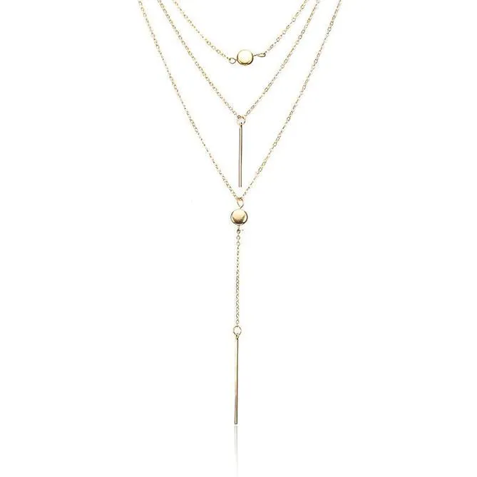 Minimalistic Long Exquisite Layered Necklace Gold