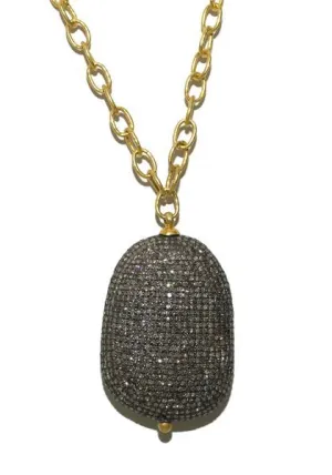 Mo & Me 18KYG Pavé Diamond Pebble Pendant Necklace