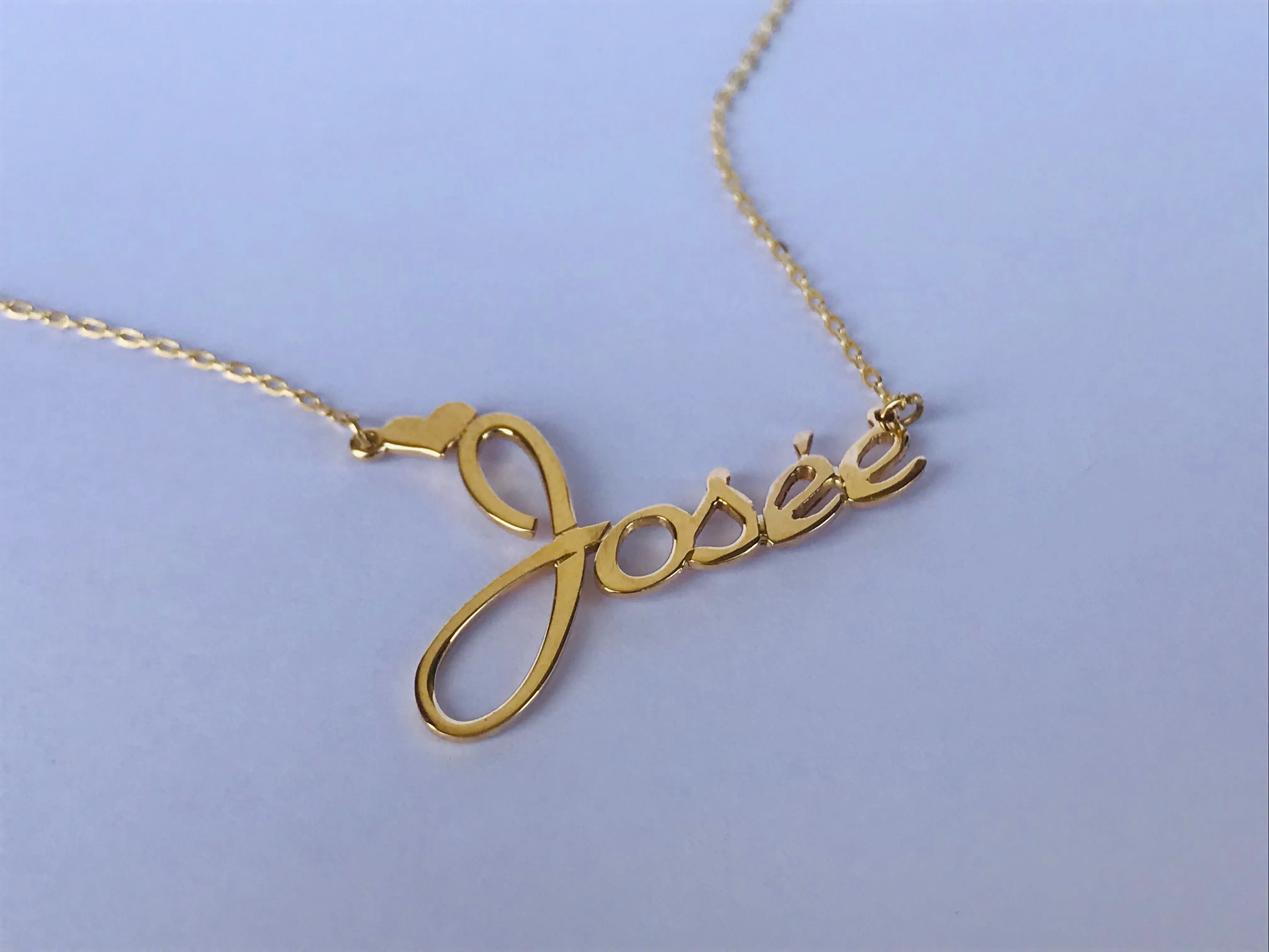 Name necklaces with heart accent