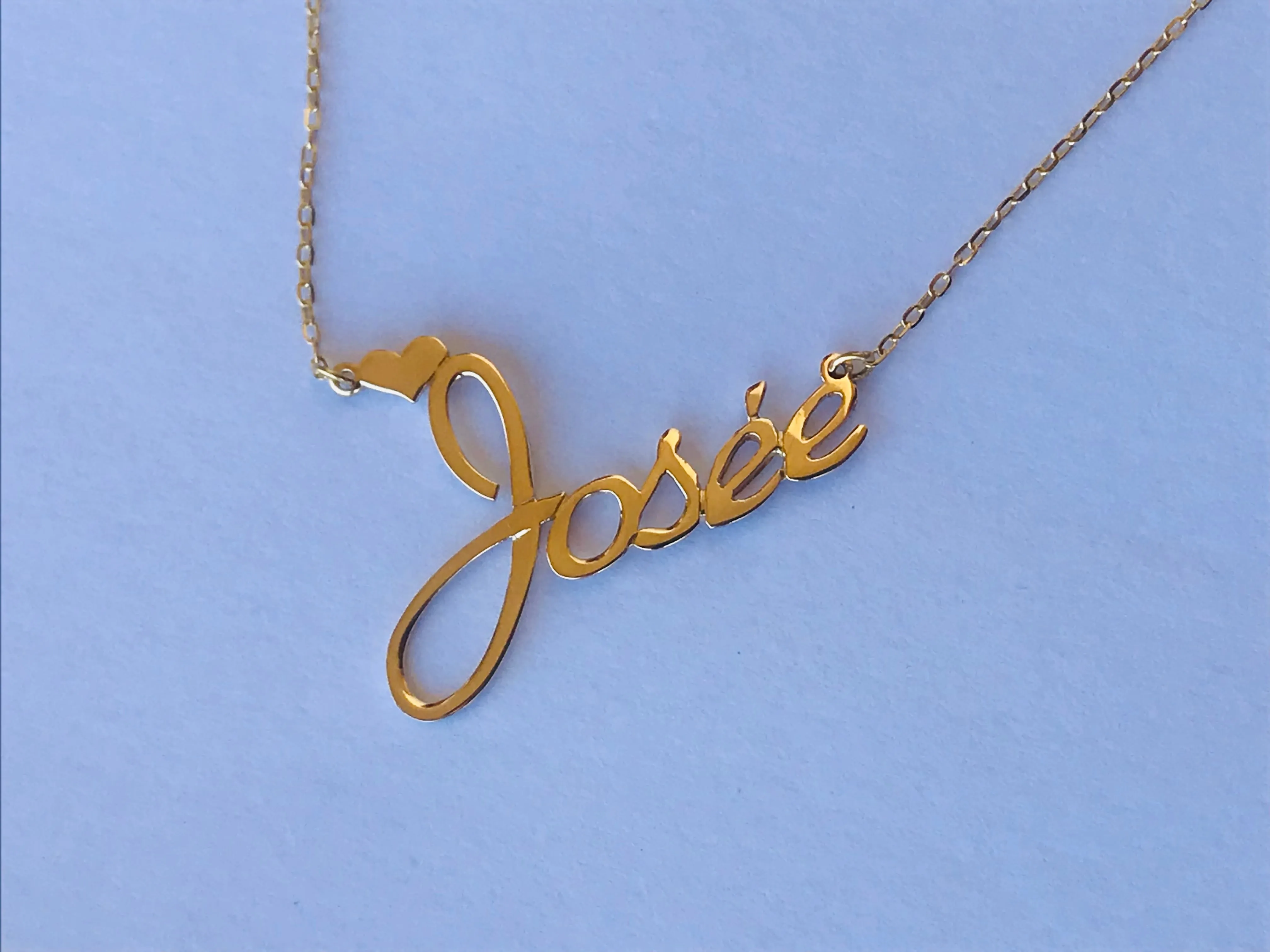 Name necklaces with heart accent