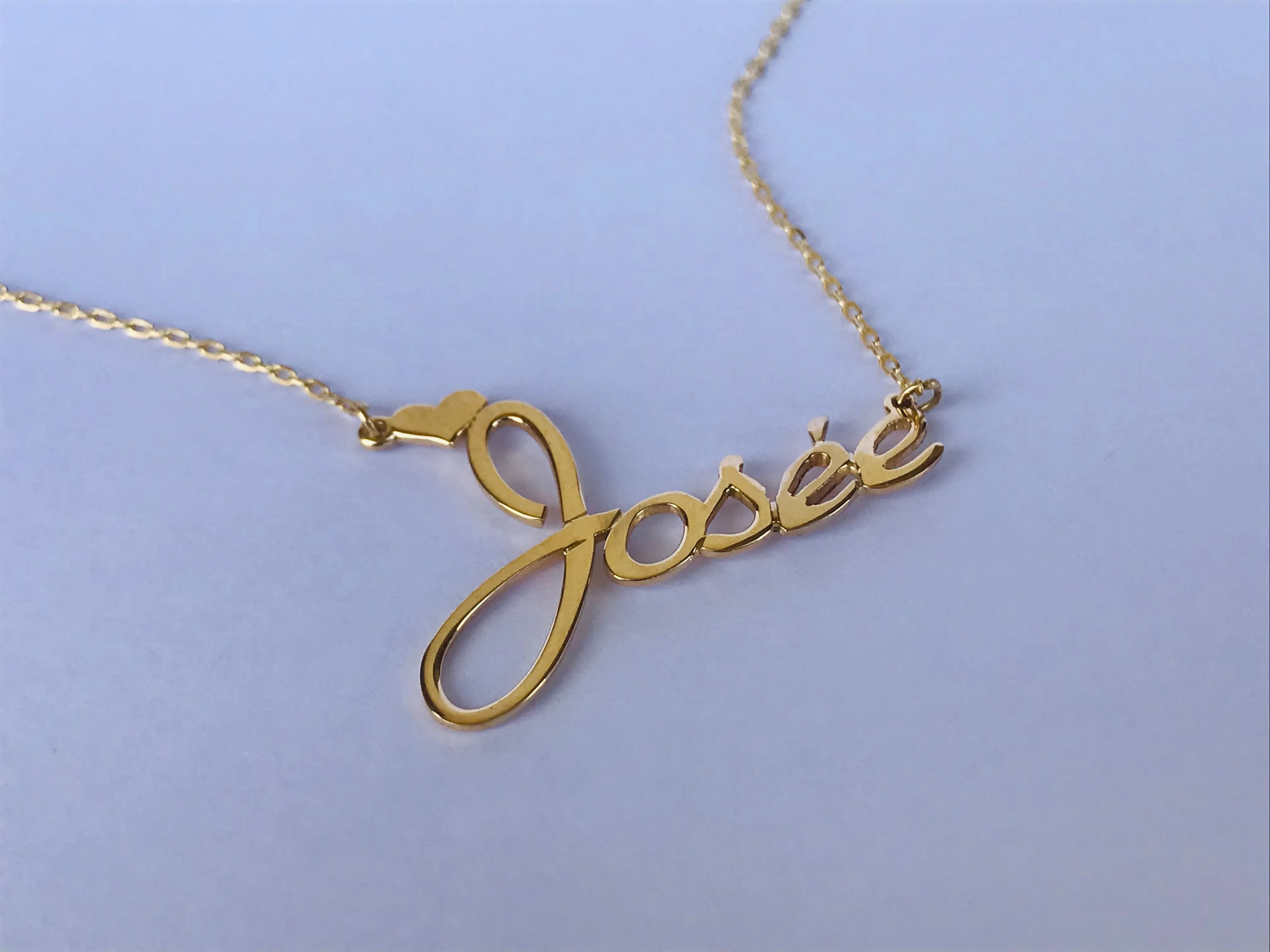 Name necklaces with heart accent