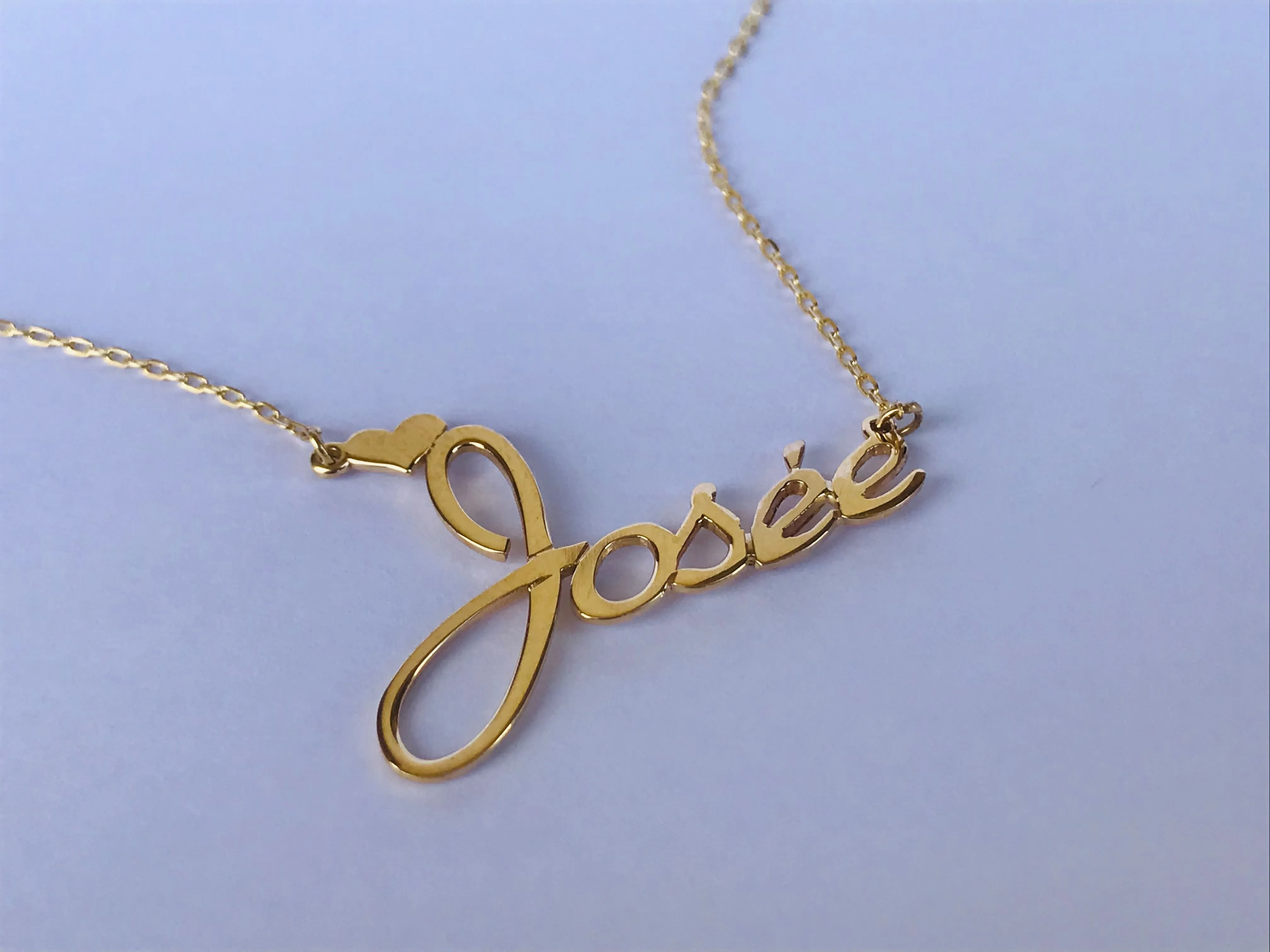 Name necklaces with heart accent