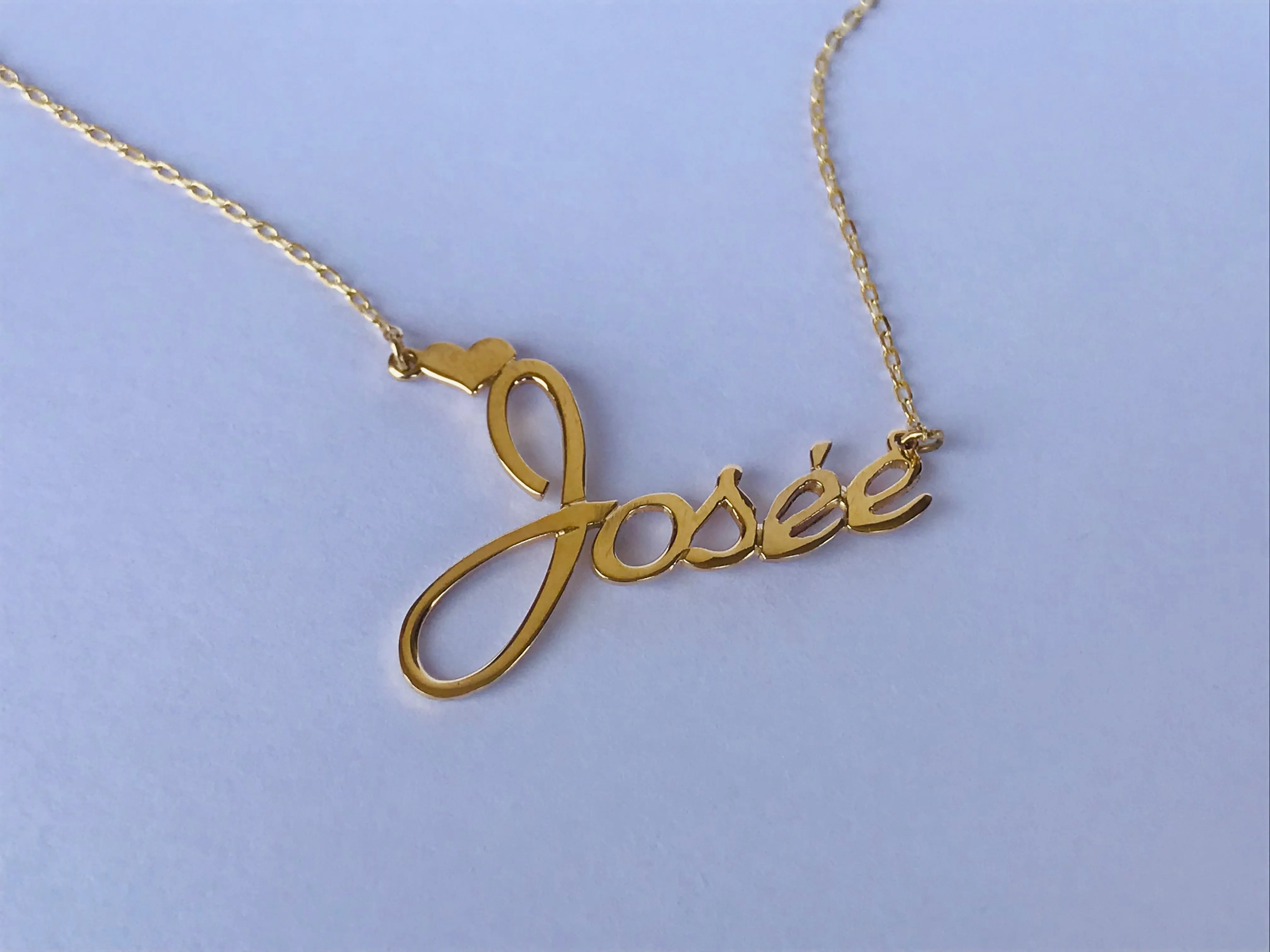 Name necklaces with heart accent