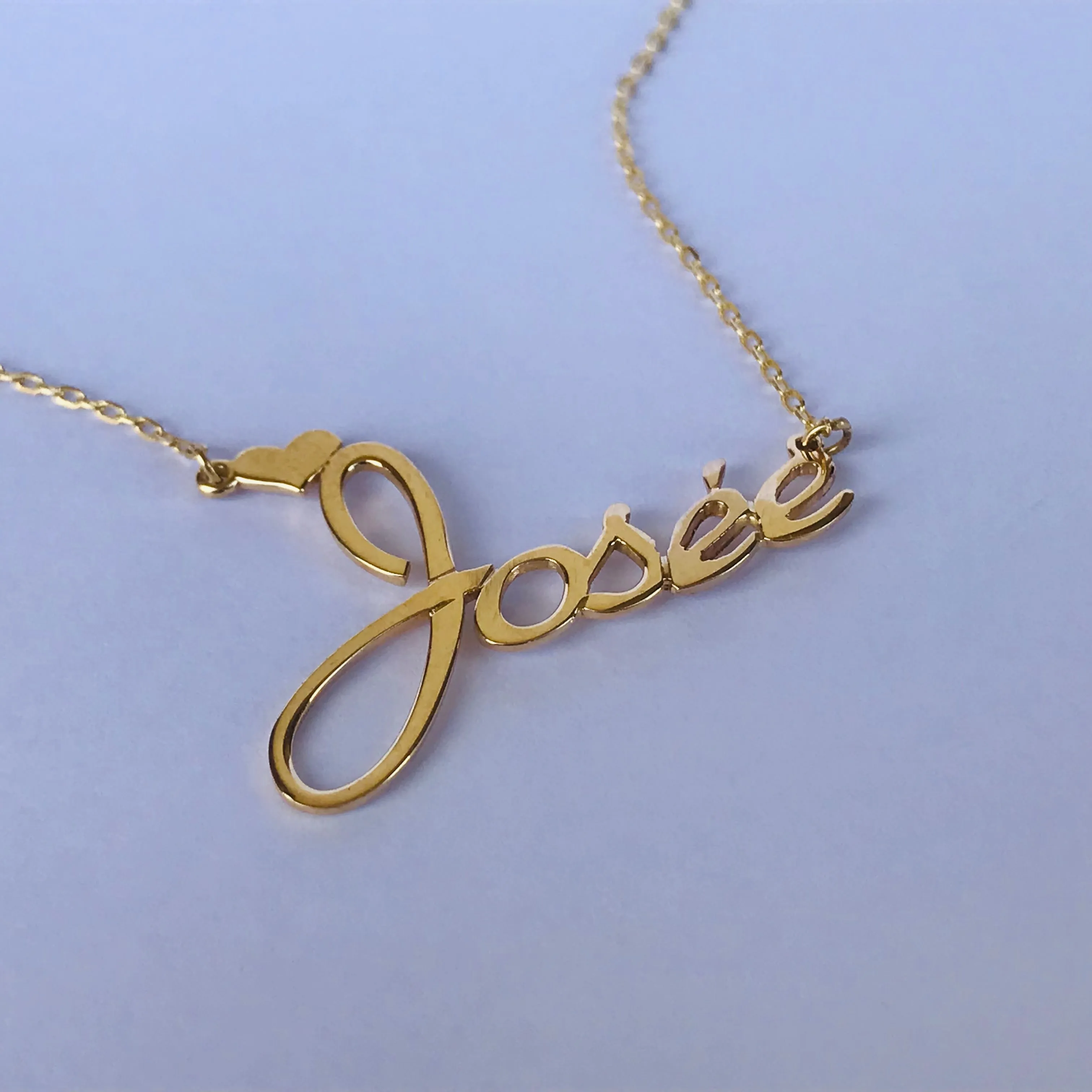 Name necklaces with heart accent