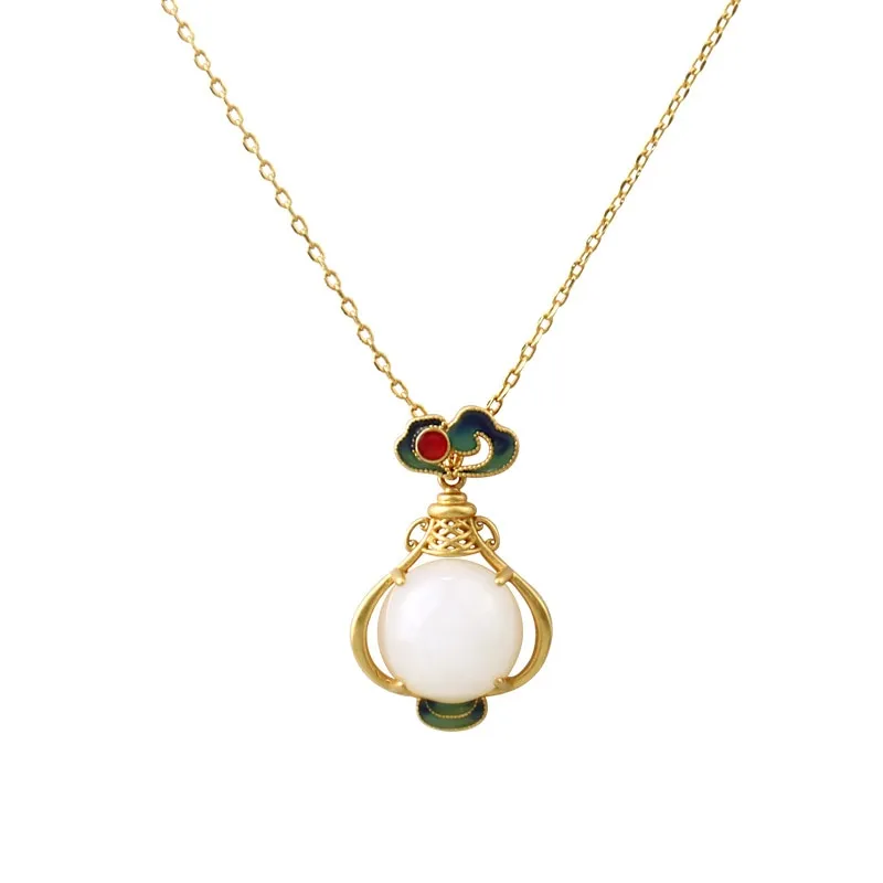 natural white Chalcedony gourd pendant necklaces
