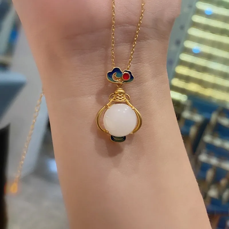 natural white Chalcedony gourd pendant necklaces