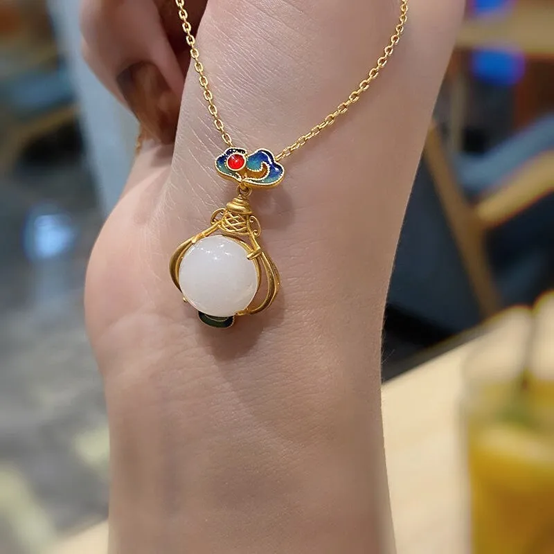 natural white Chalcedony gourd pendant necklaces