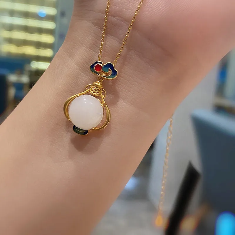 natural white Chalcedony gourd pendant necklaces