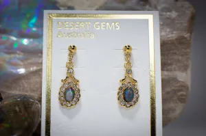 Opal Regal Drop Gold Earrings