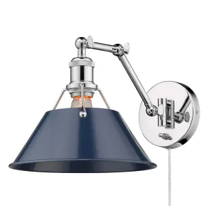 Orwell 1 Light Articulating Wall Sconce CHROME W NAVY SHADE