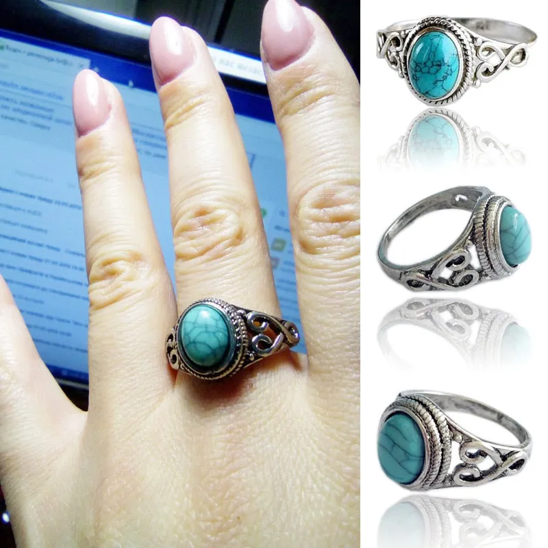 Oval Turquoise Heart Ring