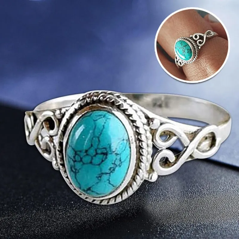 Oval Turquoise Heart Ring