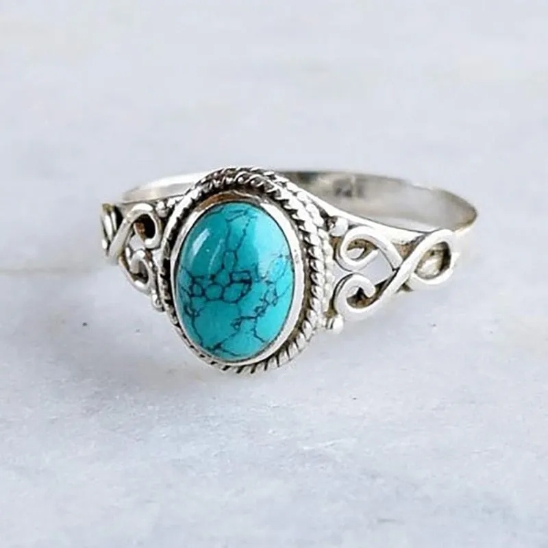 Oval Turquoise Heart Ring