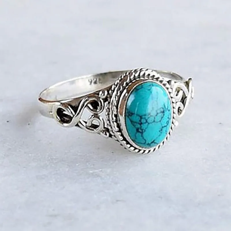Oval Turquoise Heart Ring