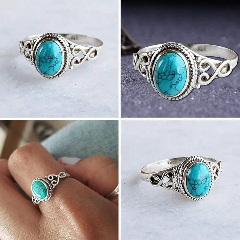 Oval Turquoise Heart Ring