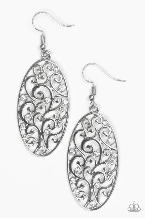 Paparazzi Earring ~ Glistening Gardens - White