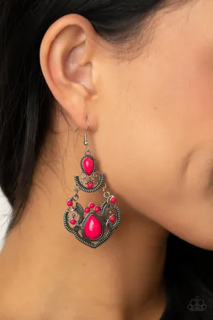 Paparazzi Earring ~ Palm Tree Tiaras - Pink