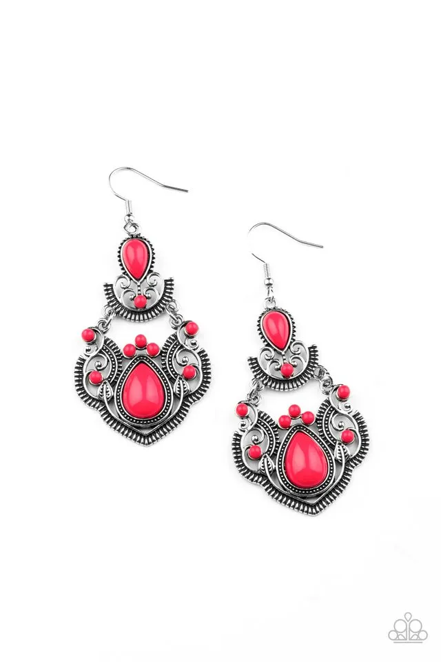 Paparazzi Earring ~ Palm Tree Tiaras - Pink