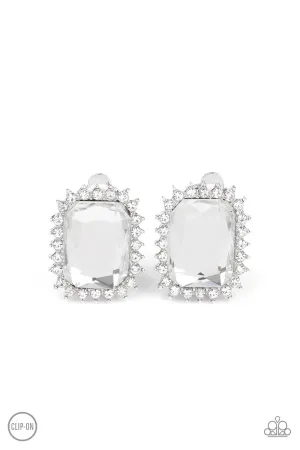 Paparazzi Insta Famous White Clip-On Earrings - P5CO-WTXX-069XX