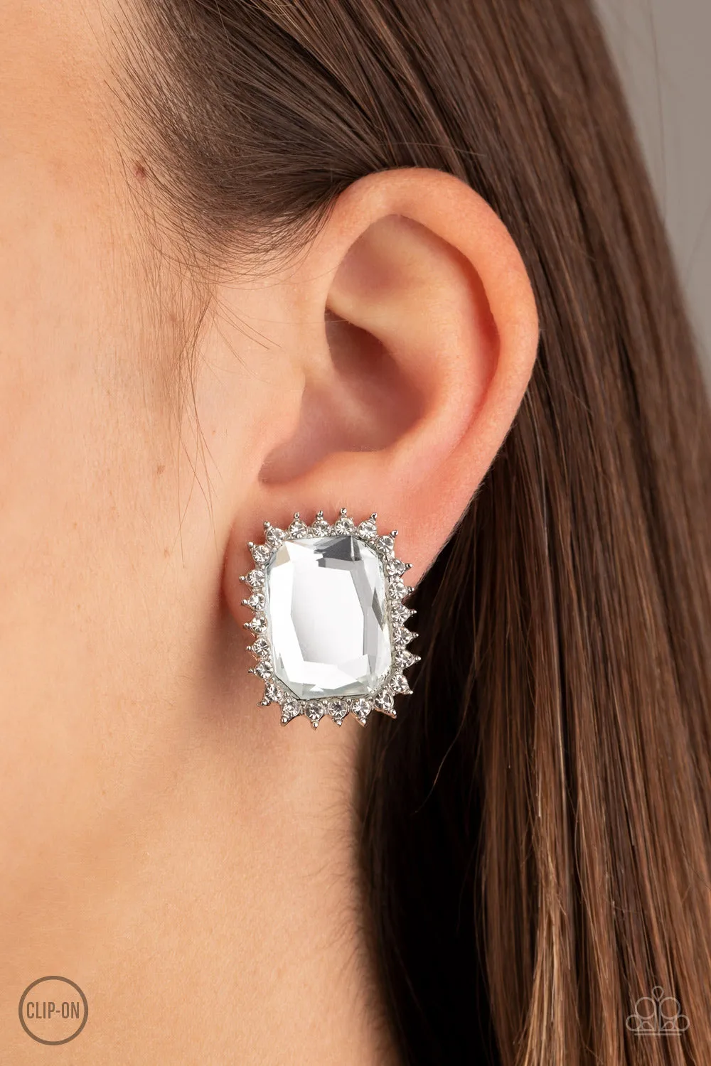 Paparazzi Insta Famous White Clip-On Earrings - P5CO-WTXX-069XX