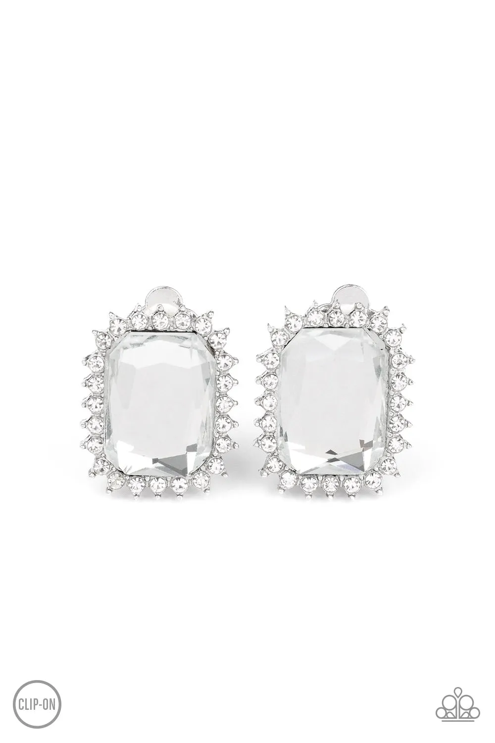 Paparazzi Insta Famous White Clip-On Earrings - P5CO-WTXX-069XX