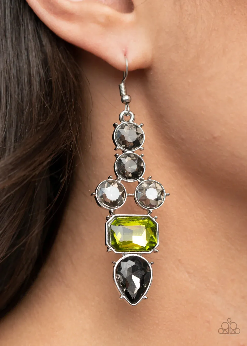 Paparazzi Look At Me GLOW! - Green Earrings