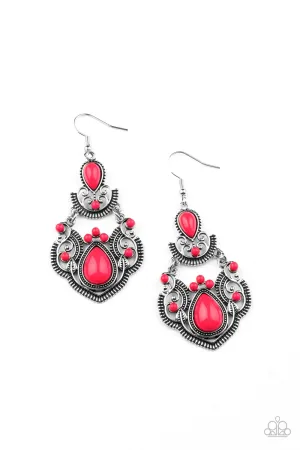 Paparazzi Palm Tree Tiaras Pink Fishhook Earrings