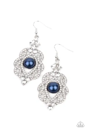 Paparazzi Rhinestone Renaissance Blue Fishhook Earrings