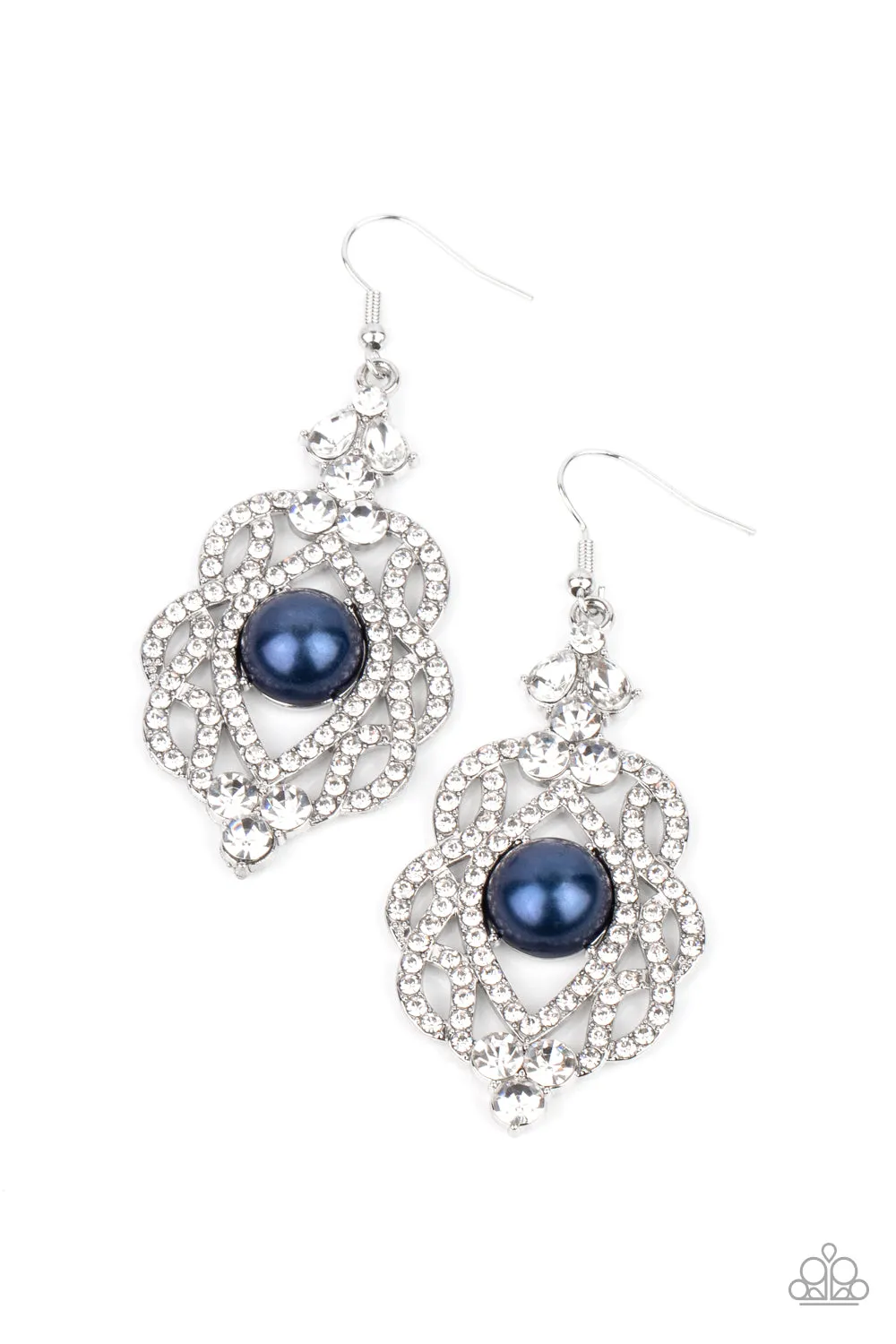 Paparazzi Rhinestone Renaissance Blue Fishhook Earrings