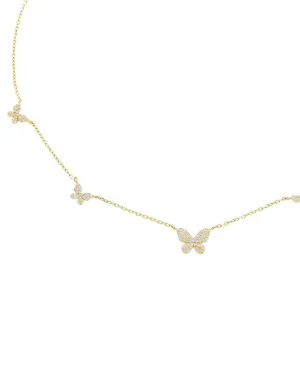 Pavé 5 Butterfly Necklace Gold One Size | Gold