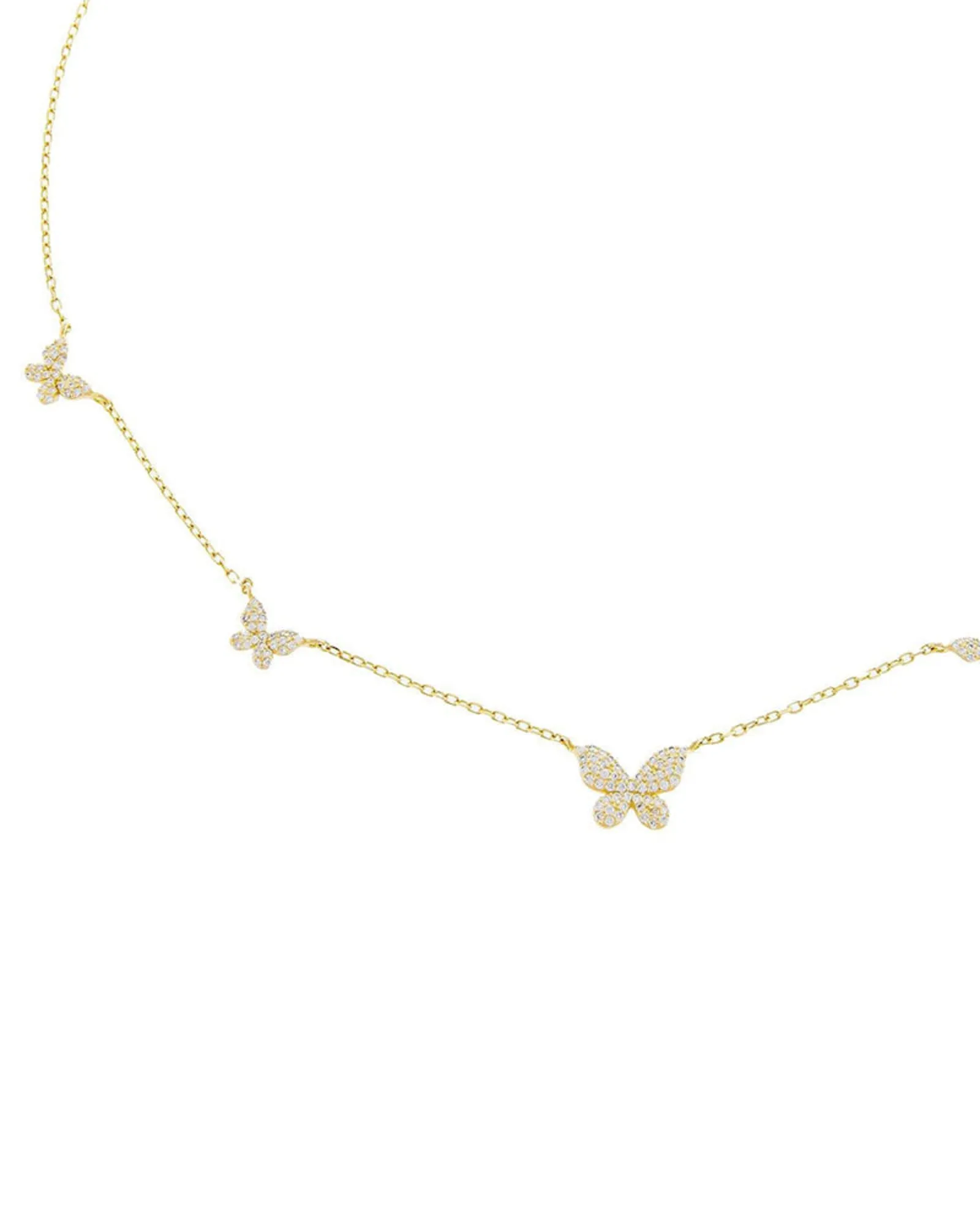 Pavé 5 Butterfly Necklace Gold One Size | Gold