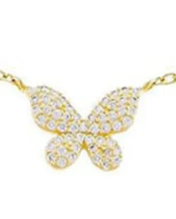 Pavé 5 Butterfly Necklace Gold One Size | Gold