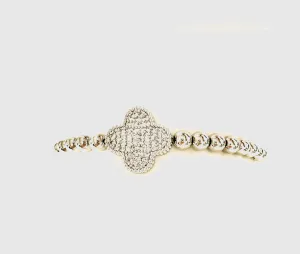 Pave Clover Beaded Bracelet