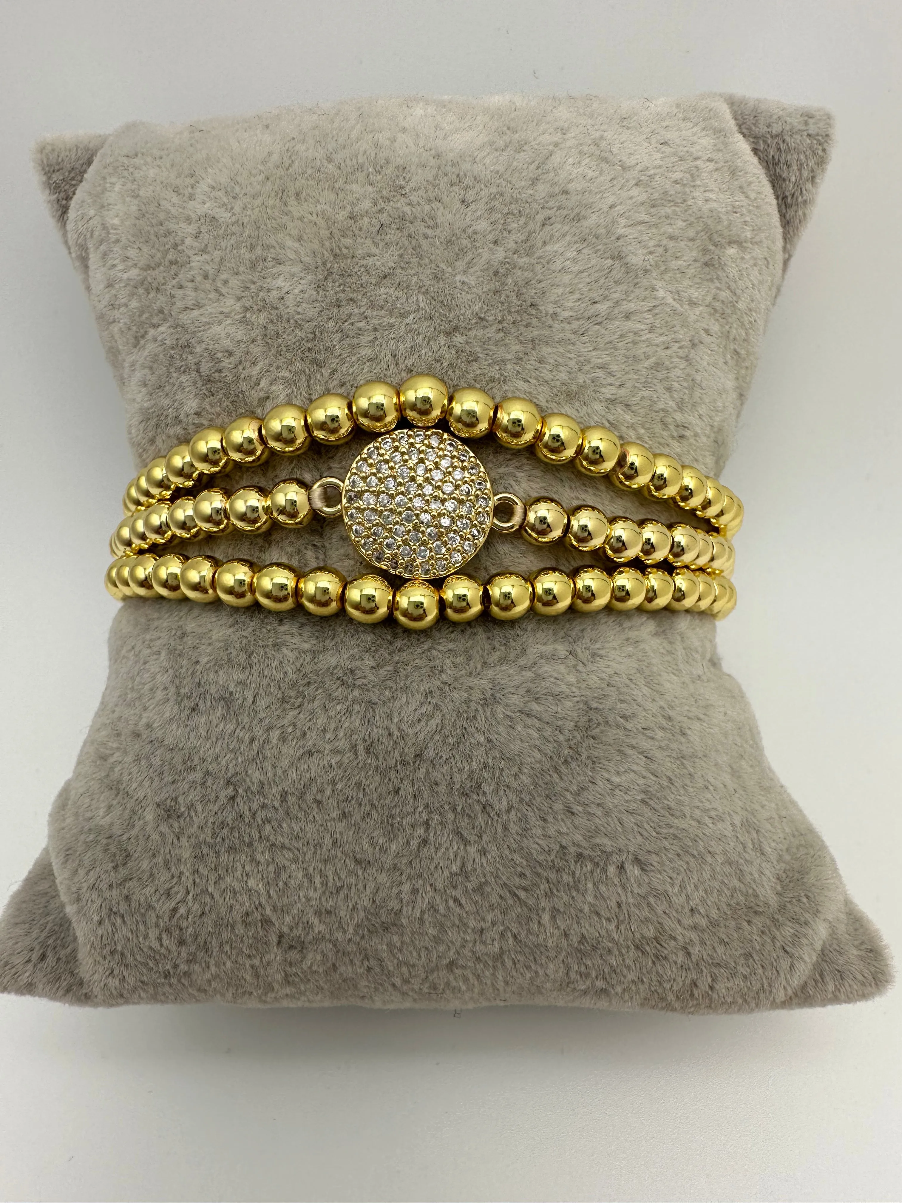 Pave Disc Stacked Bracelets