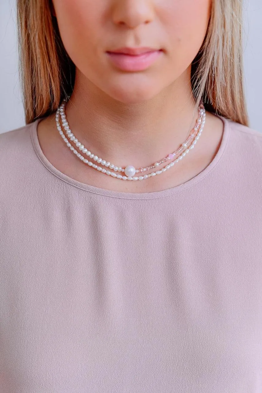 Pearl Necklace | Half Pink
