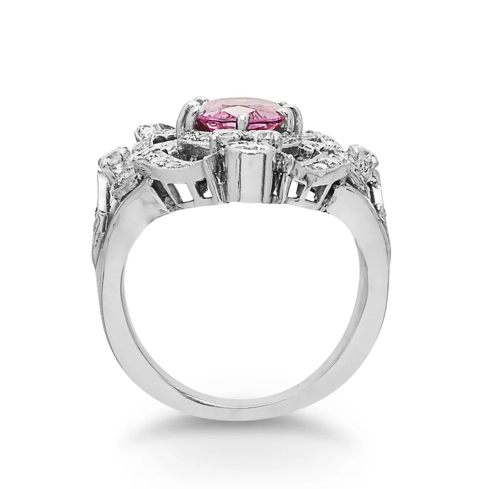 Pink Spinel Diamond Ring