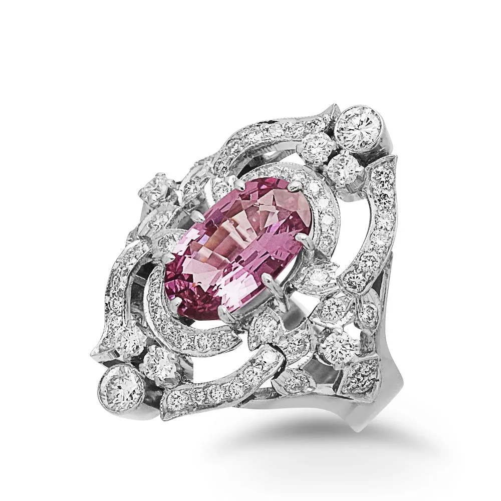 Pink Spinel Diamond Ring
