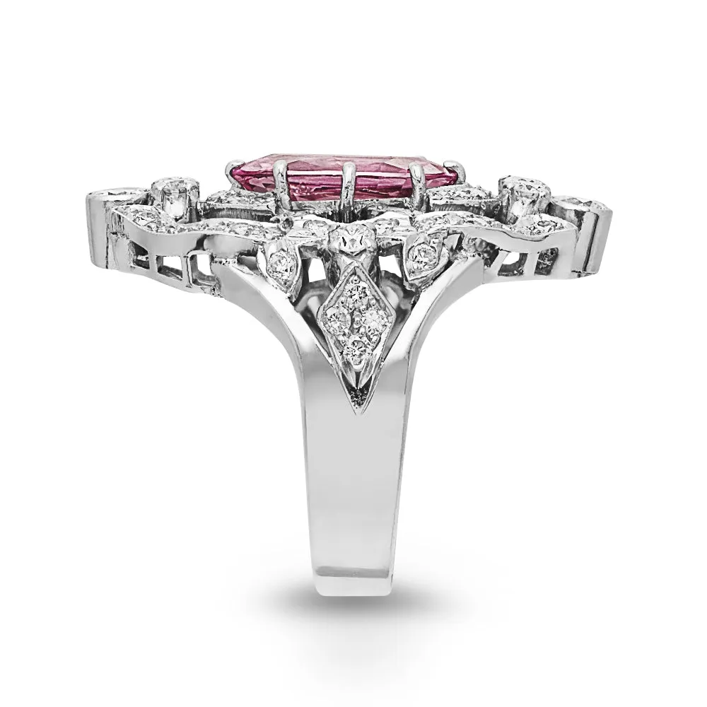 Pink Spinel Diamond Ring