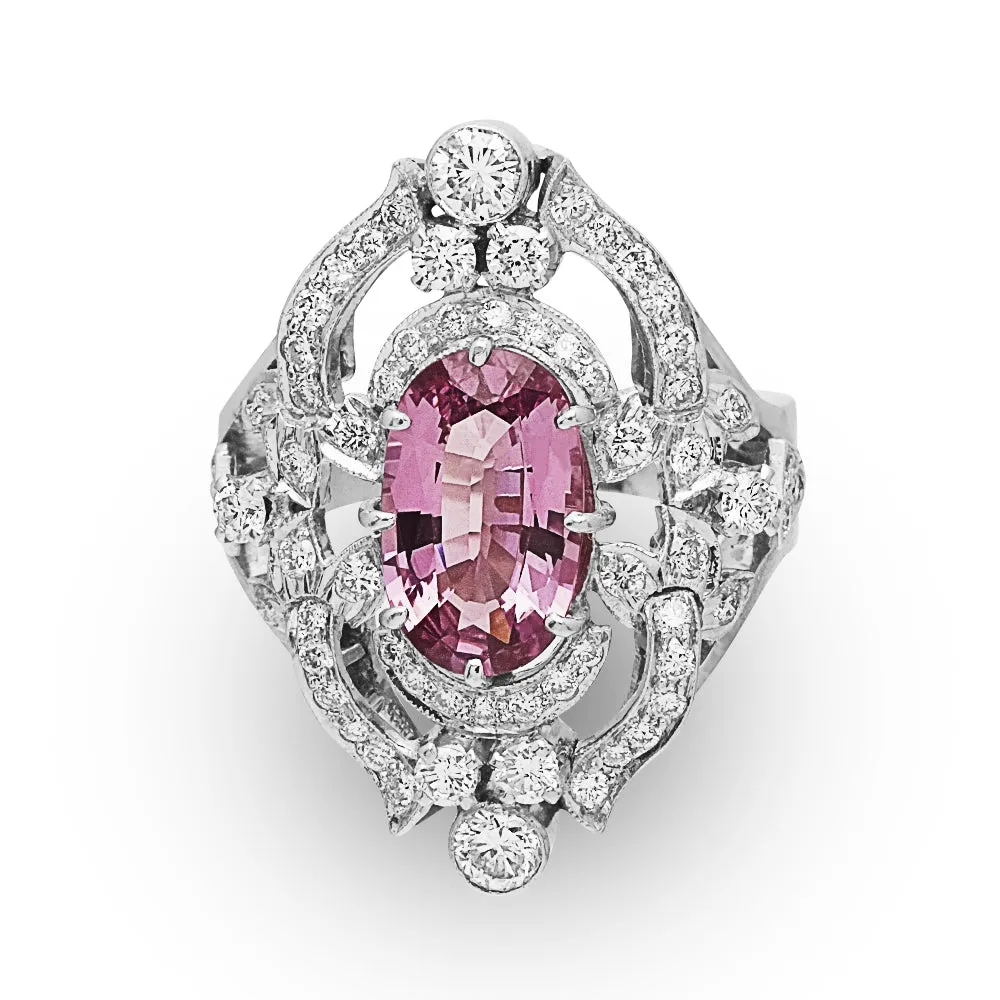 Pink Spinel Diamond Ring